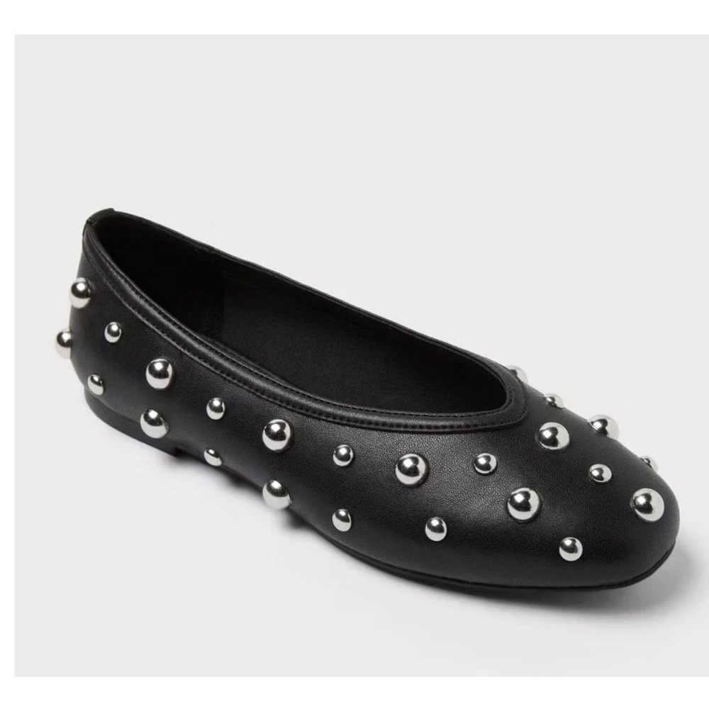 A New Day Sammie Black Studded Ballet Flats Memory Foam Comfort Size 7 new
